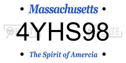 4YHS98 Massachusetts License Plate