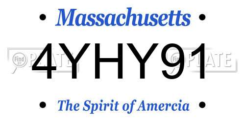 4YHY91 Massachusetts License Plate
