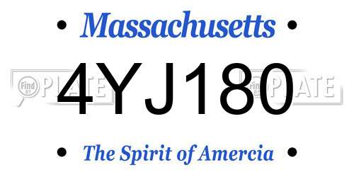 4YJ180 Massachusetts License Plate