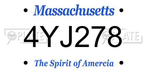 4YJ278 Massachusetts License Plate