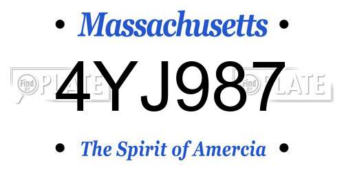 4YJ987 Massachusetts License Plate