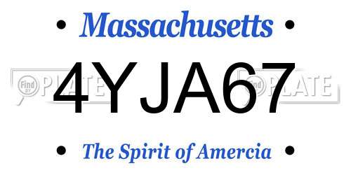 4YJA67 Massachusetts License Plate
