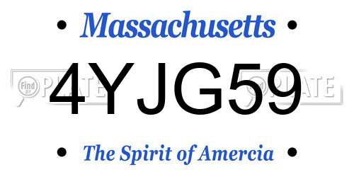 4YJG59 Massachusetts License Plate