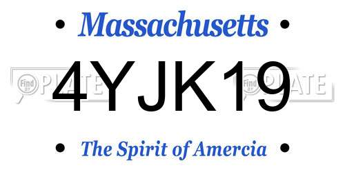 4YJK19 Massachusetts License Plate