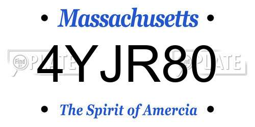 4YJR80 Massachusetts License Plate