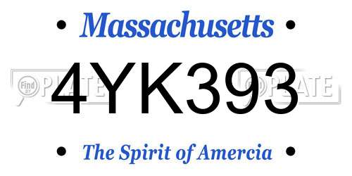 4YK393 Massachusetts License Plate