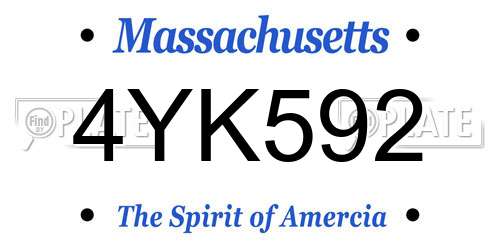 4YK592 Massachusetts License Plate