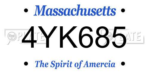 4YK685 Massachusetts License Plate