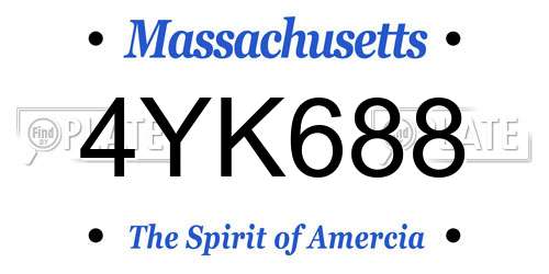 4YK688 Massachusetts License Plate