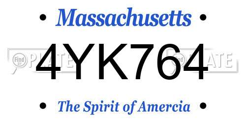 4YK764 Massachusetts License Plate