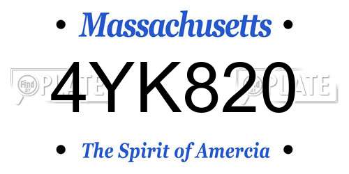 4YK820 Massachusetts License Plate
