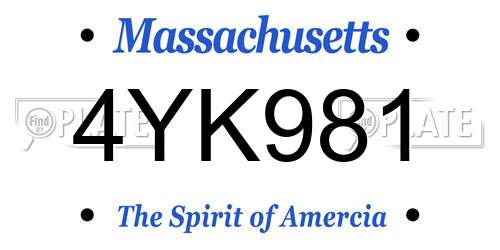 4YK981 Massachusetts License Plate