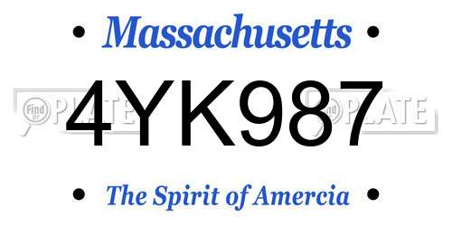 4YK987 Massachusetts License Plate