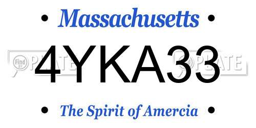 4YKA33 Massachusetts License Plate
