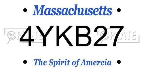 4YKB27 Massachusetts License Plate