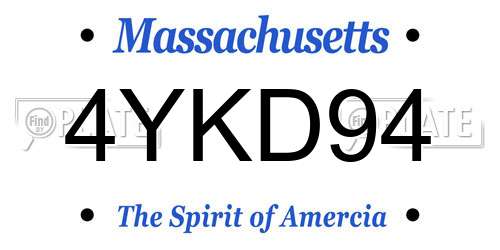 4YKD94 Massachusetts License Plate