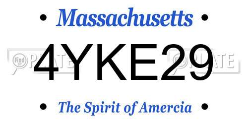4YKE29 Massachusetts License Plate