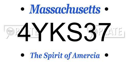 4YKS37 Massachusetts License Plate