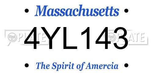 4YL143 Massachusetts License Plate