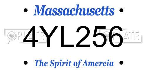 4YL256 Massachusetts License Plate