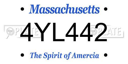 4YL442 Massachusetts License Plate
