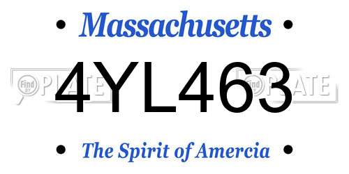 4YL463 Massachusetts License Plate