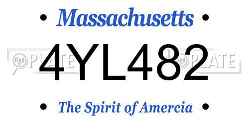 4YL482 Massachusetts License Plate