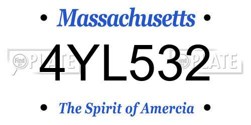 4YL532 Massachusetts License Plate