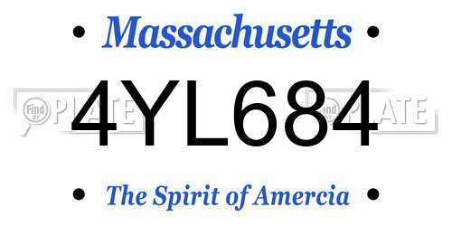 4YL684 Massachusetts License Plate