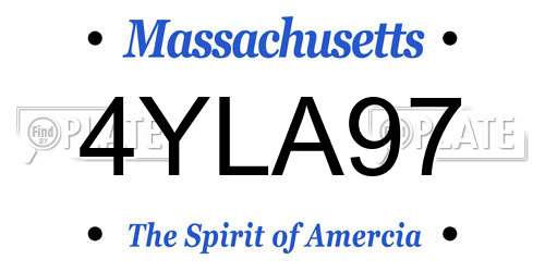 4YLA97 Massachusetts License Plate