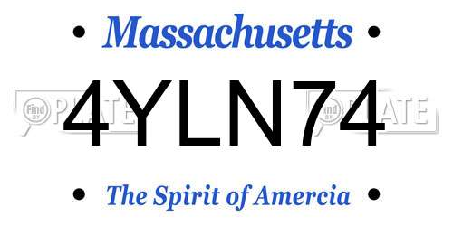 4YLN74 Massachusetts License Plate