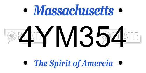 4YM354 Massachusetts License Plate