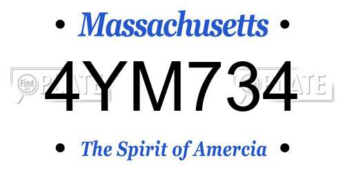 4YM734 Massachusetts License Plate