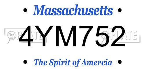 4YM752 Massachusetts License Plate