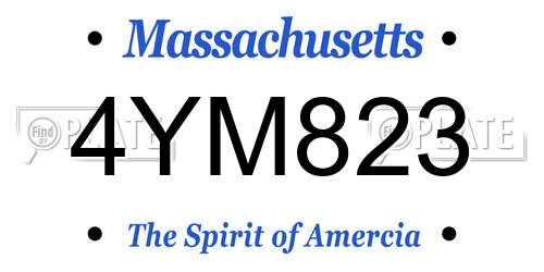 4YM823 Massachusetts License Plate