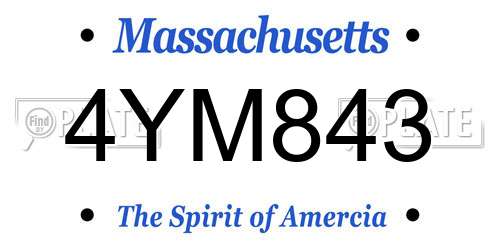 4YM843 Massachusetts License Plate