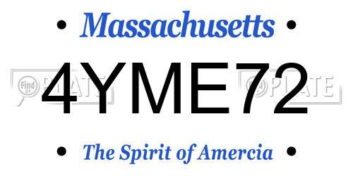 4YME72 Massachusetts License Plate