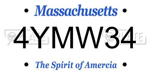 4YMW34 Massachusetts License Plate