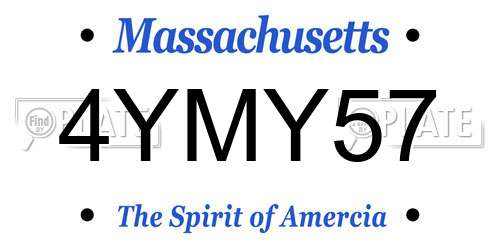 4YMY57 Massachusetts License Plate