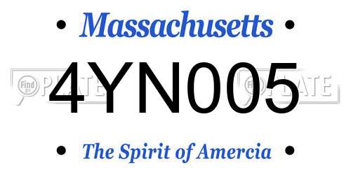 4YN005 Massachusetts License Plate