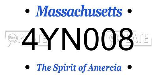 4YN008 Massachusetts License Plate