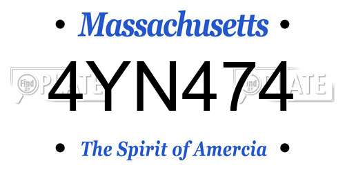 4YN474 Massachusetts License Plate