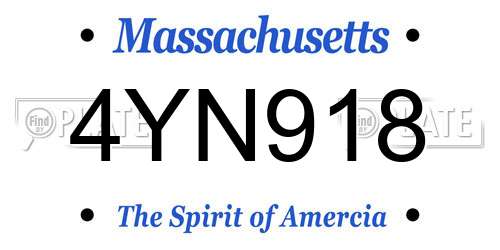4YN918 Massachusetts License Plate