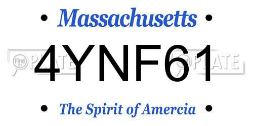 4YNF61 Massachusetts License Plate