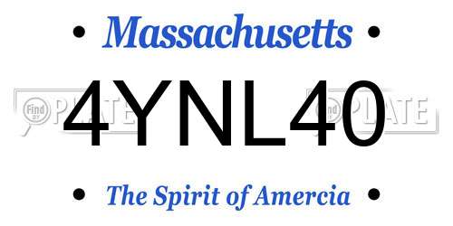 4YNL40 Massachusetts License Plate