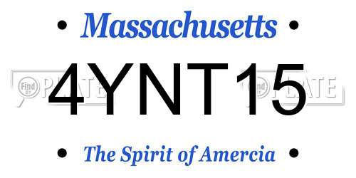 4YNT15 Massachusetts License Plate