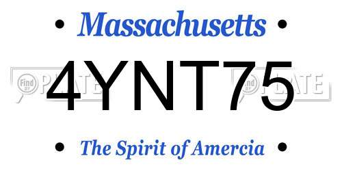 4YNT75 Massachusetts License Plate