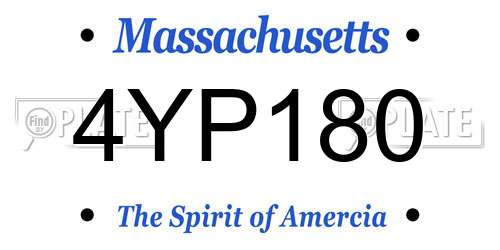 4YP180 Massachusetts License Plate