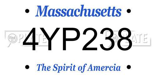 4YP238 Massachusetts License Plate