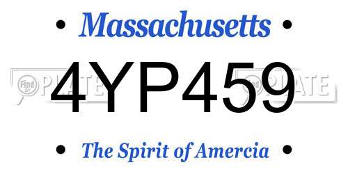 4YP459 Massachusetts License Plate